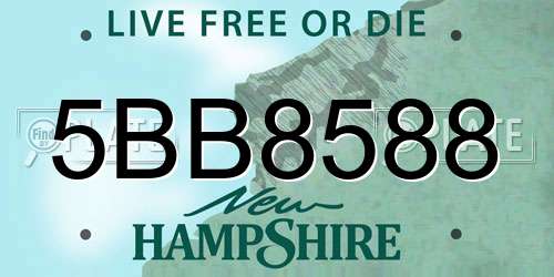5BB8588 New Hampshire License Plate