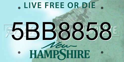 5BB8858 New Hampshire License Plate