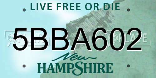5BBA602 New Hampshire License Plate