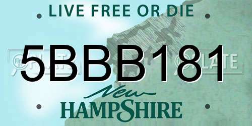 5BBB181 New Hampshire License Plate