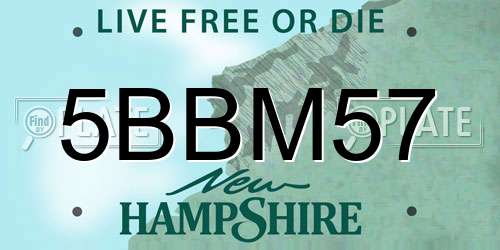 5BBM57 New Hampshire License Plate