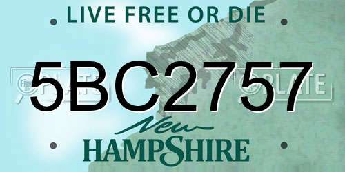 5BC2757 New Hampshire License Plate