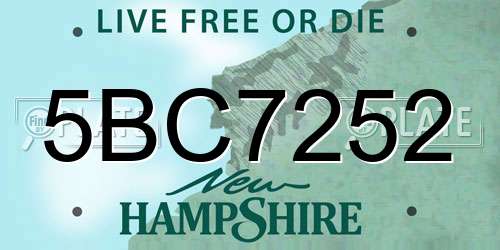 5BC7252 New Hampshire License Plate