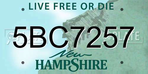 5BC7257 New Hampshire License Plate