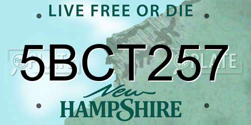 5BCT257 New Hampshire License Plate