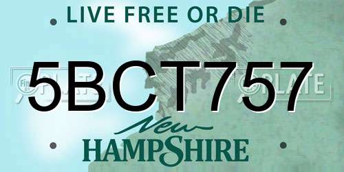5BCT757 New Hampshire License Plate