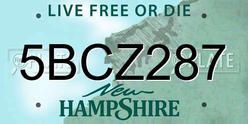 5BCZ287 New Hampshire License Plate