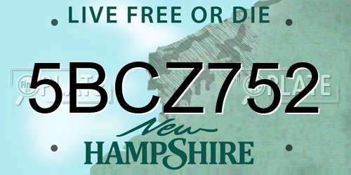 5BCZ752 New Hampshire License Plate