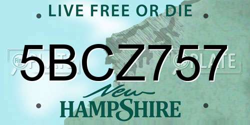 5BCZ757 New Hampshire License Plate