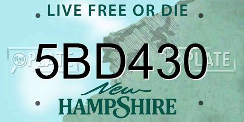 5BD430 New Hampshire License Plate