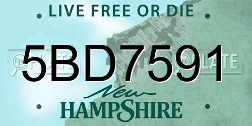 5BD7591 New Hampshire License Plate