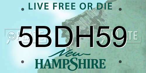 5BDH59 New Hampshire License Plate