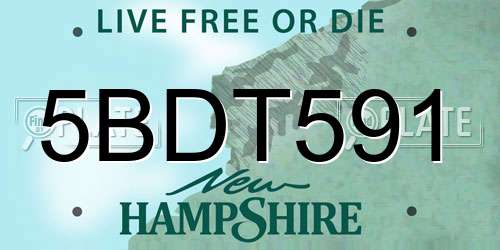 5BDT591 New Hampshire License Plate