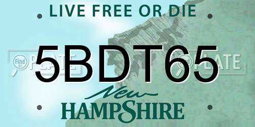 5BDT65 New Hampshire License Plate