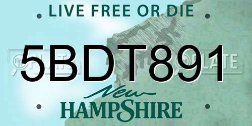 5BDT891 New Hampshire License Plate