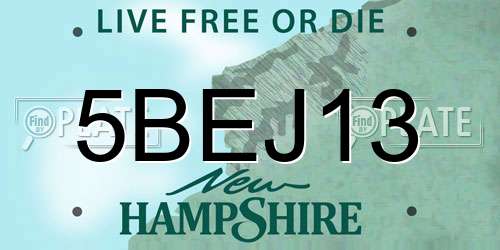 5BEJ13 New Hampshire License Plate