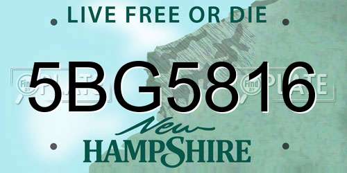 5BG5816 New Hampshire License Plate