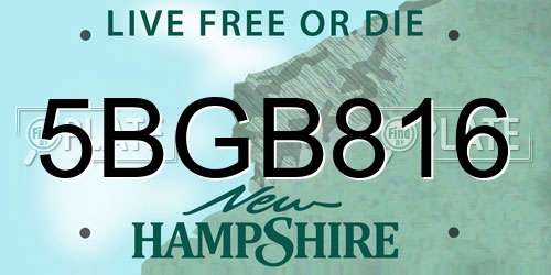 5BGB816 New Hampshire License Plate