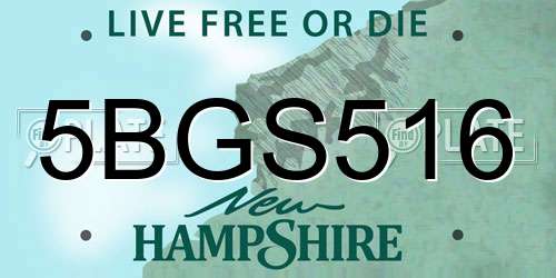 5BGS516 New Hampshire License Plate