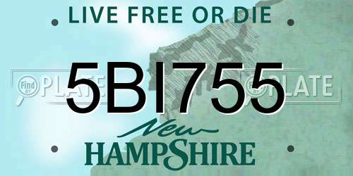 5BI755 New Hampshire License Plate