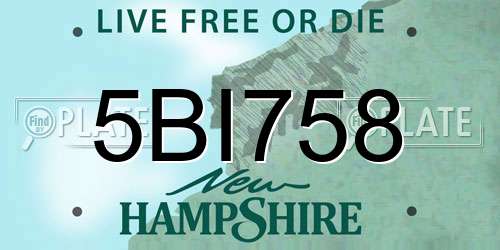 5BI758 New Hampshire License Plate