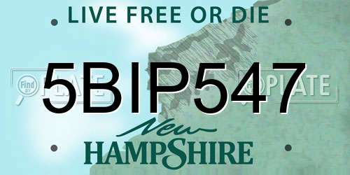 5BIP547 New Hampshire License Plate