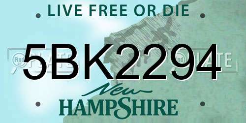 5BK2294 New Hampshire License Plate