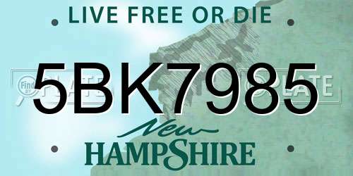 5BK7985 New Hampshire License Plate