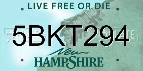 5BKT294 New Hampshire License Plate