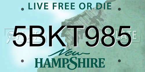5BKT985 New Hampshire License Plate