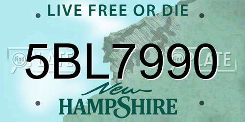 5BL7990 New Hampshire License Plate