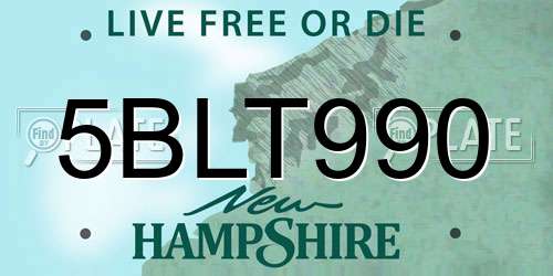 5BLT990 New Hampshire License Plate