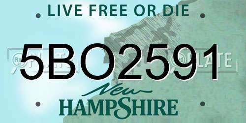 5BO2591 New Hampshire License Plate