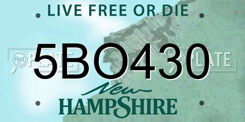 5BO430 New Hampshire License Plate