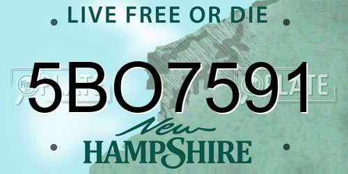 5BO7591 New Hampshire License Plate