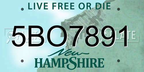 5BO7891 New Hampshire License Plate