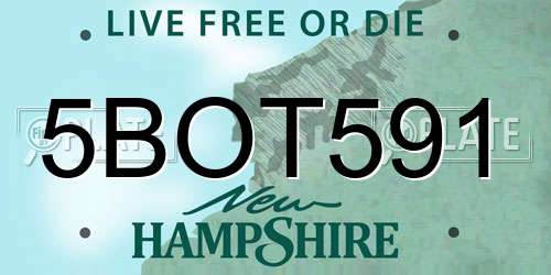 5BOT591 New Hampshire License Plate