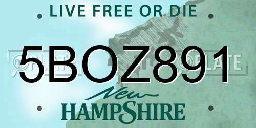 5BOZ891 New Hampshire License Plate