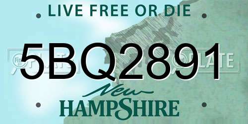 5BQ2891 New Hampshire License Plate