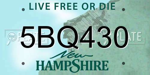 5BQ430 New Hampshire License Plate