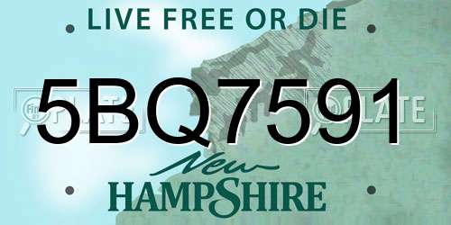 5BQ7591 New Hampshire License Plate