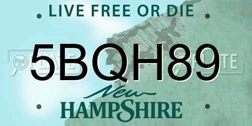 5BQH89 New Hampshire License Plate