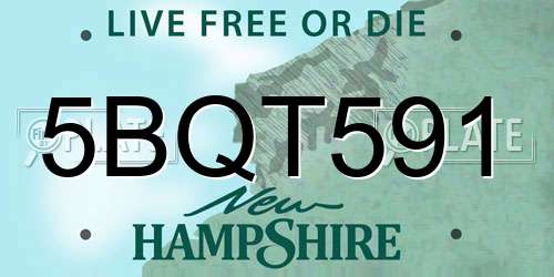 5BQT591 New Hampshire License Plate