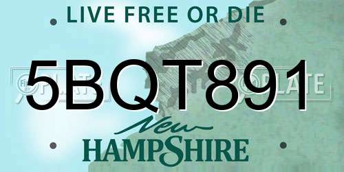 5BQT891 New Hampshire License Plate