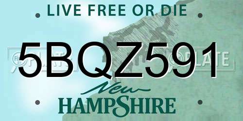 5BQZ591 New Hampshire License Plate