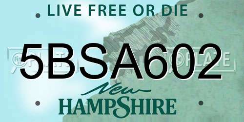 5BSA602 New Hampshire License Plate