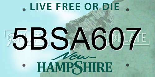 5BSA607 New Hampshire License Plate