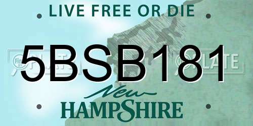 5BSB181 New Hampshire License Plate