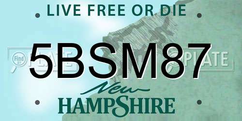 5BSM87 New Hampshire License Plate