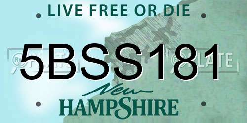 5BSS181 New Hampshire License Plate